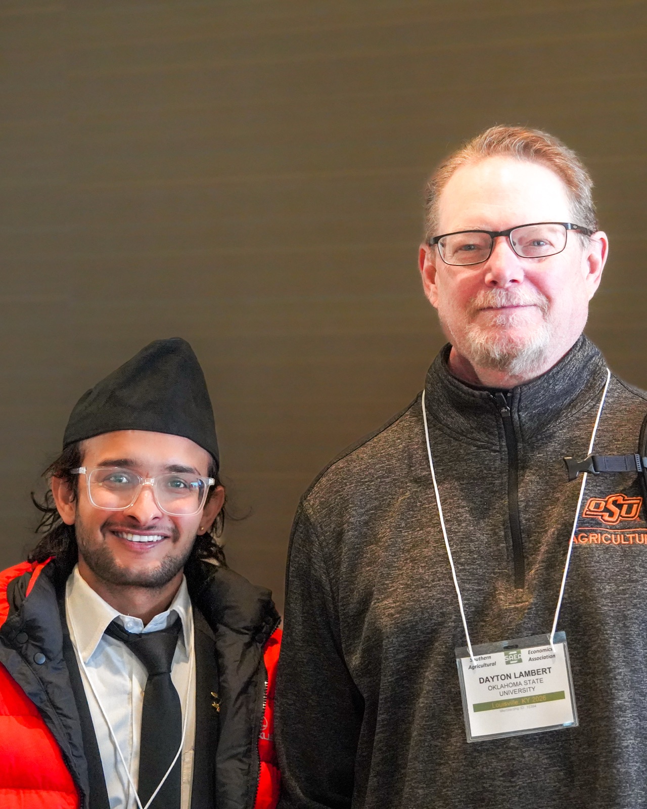 Saugat Khanal with Dr. Dayton Lambert at the SAEA 2026 Annual Meeting
